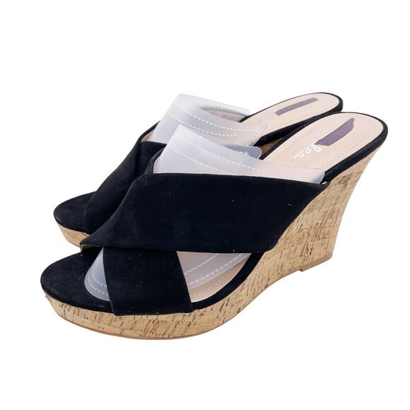Charles By Charles David Women's Latrice Cross Strap Wedge Sandals Black Size 9 - Picture 1 of 7